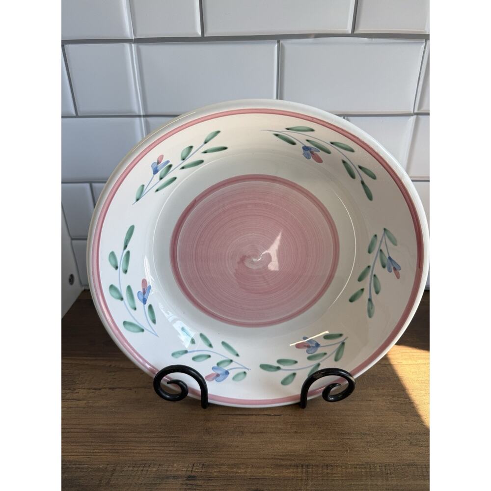 CALECA Large Serving Bowl, Made In Italy - Pink Garland 14"